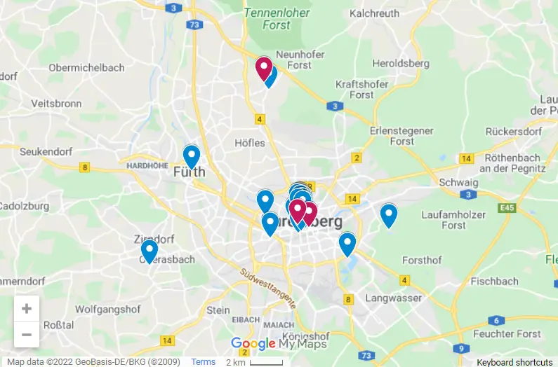 Things To Do In Nuremberg Germany map