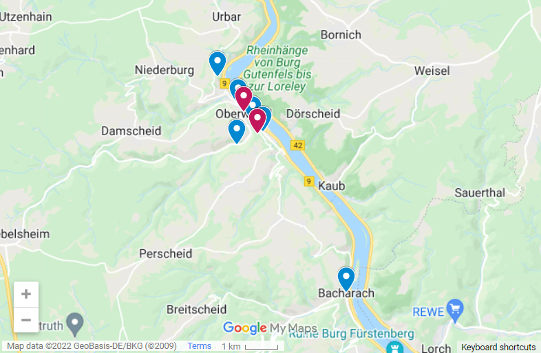 Things To Do In Oberwesel map