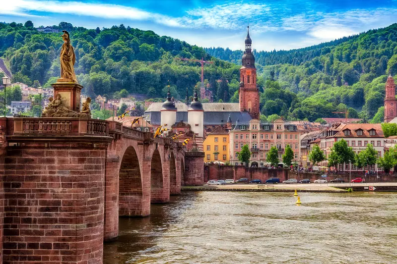 Heidelberg with a view of the old town and old bridge