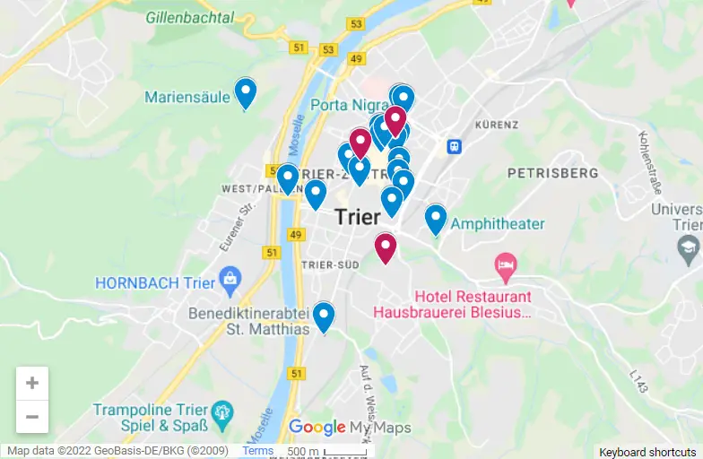 Best Things To Do In Trier map