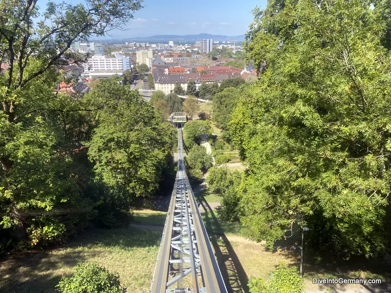 Freiburg Schlossberg Cable Car/Funicular Railway back down to Freiburg