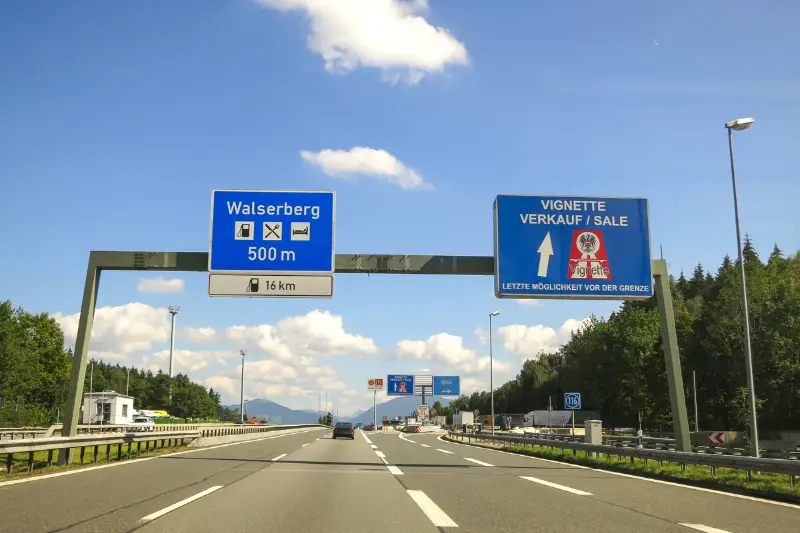 Highway between boundaries of Germany and Austria